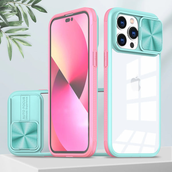Colorful Slide Lens Camera Cover Protection Clear Soft iPhone Case