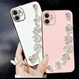 Glitter Bling Sparkling Diamond Wrist Strap Chain Bracelet Soft iPhone Case