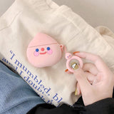 Cartoon Strawberry Peach with Ring Lanyard AirPods Case
