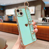 Plating Love Heart Wrist Strap Chain Bracelet Soft iPhone Case