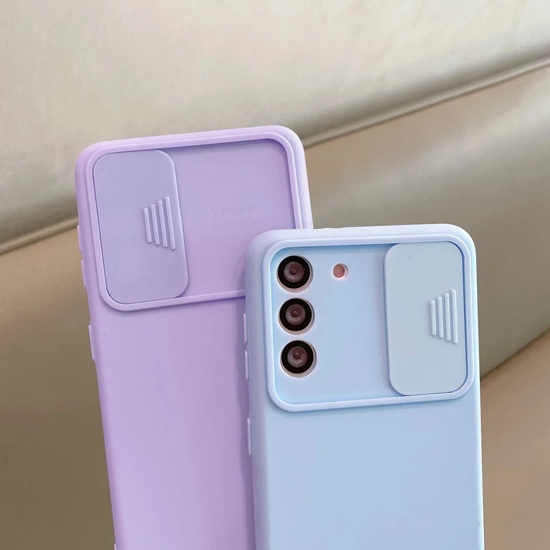 Slide Camera Lens Protector Liquid Silicone Samsung Case