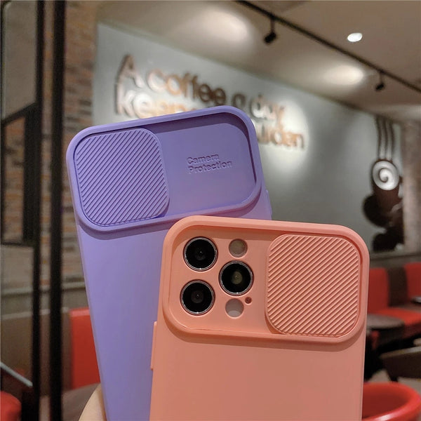 Candy Color Slide Camera Lens Protection Soft iPhone Case
