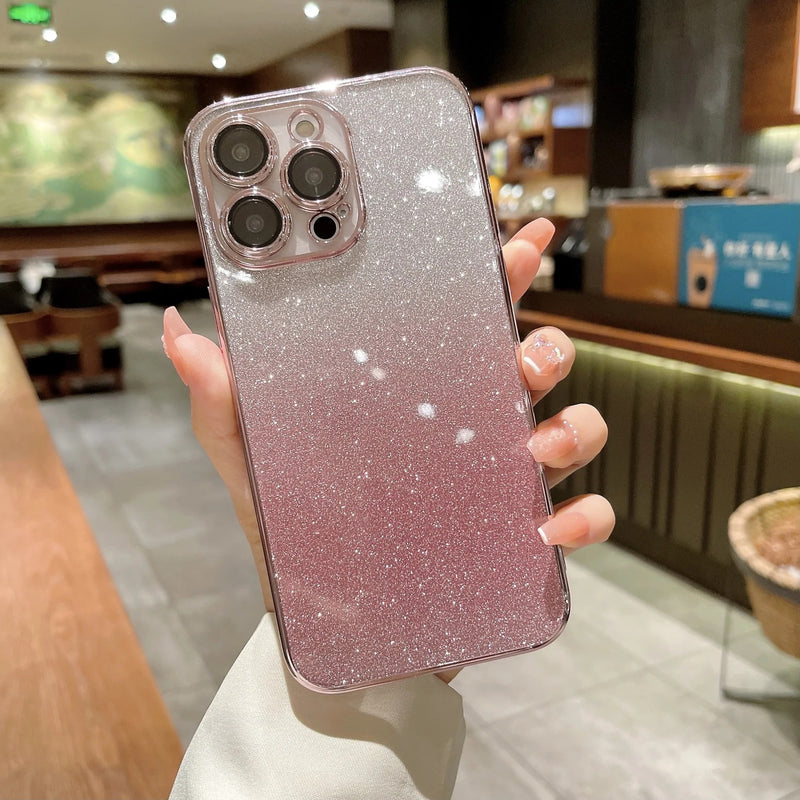 Gradient Glitter Bling Sparkling Clear Soft iPhone Case