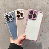 Solid Color Frame Metal Camera Lens Protection Soft iPhone Case