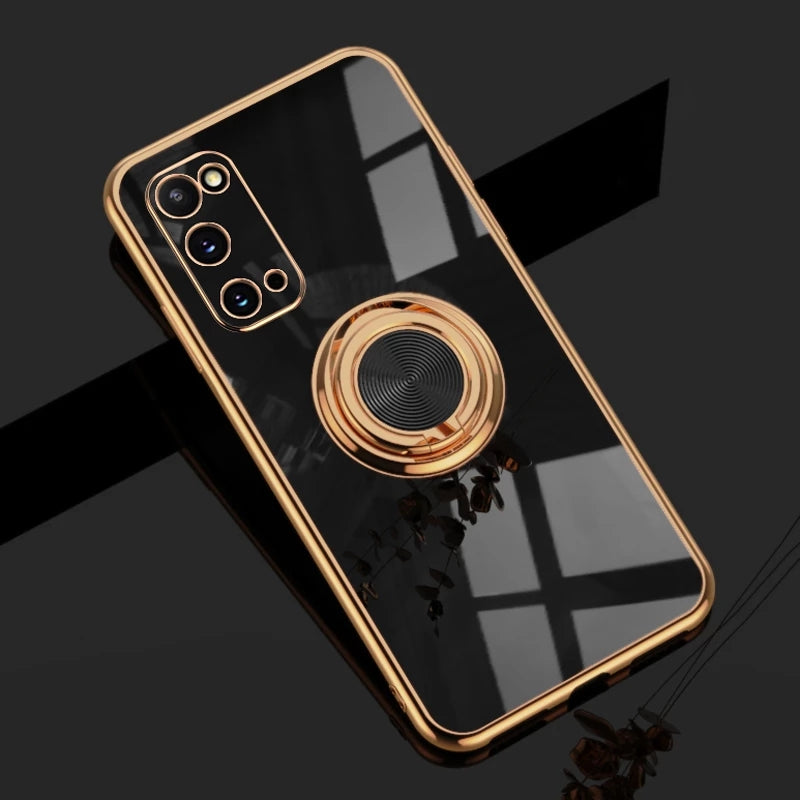 Plating Silicone With Ring Holder Stand Samsung Case
