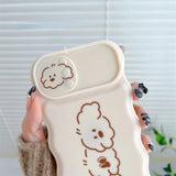 Cute Dog Puppy Curly Wave Frame Slide Lens Camera Cover Protection Soft iPhone Case