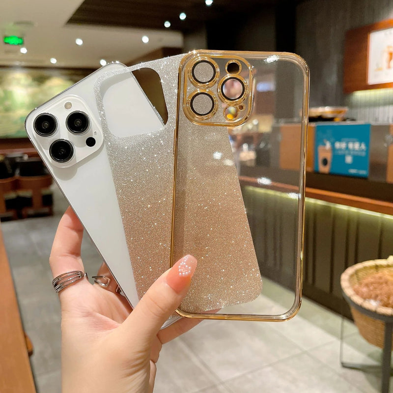 Gradient Glitter Bling Sparkling Clear Soft iPhone Case