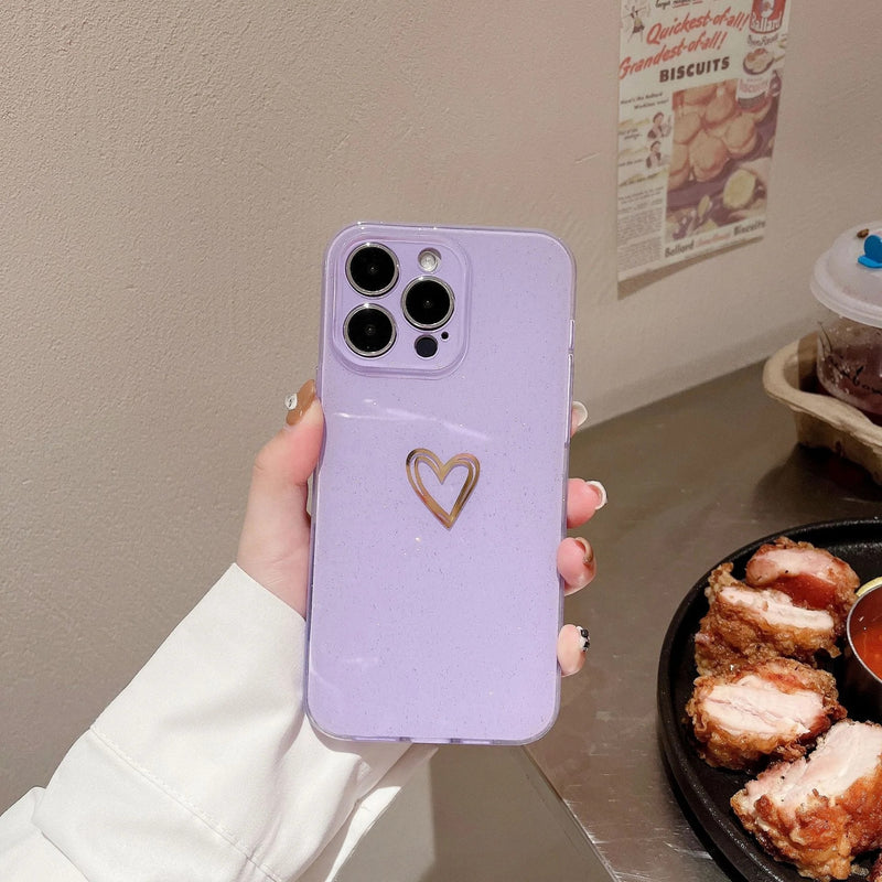 Cute Love Heart Glitter Bling Sparkling Clear Soft iPhone Case
