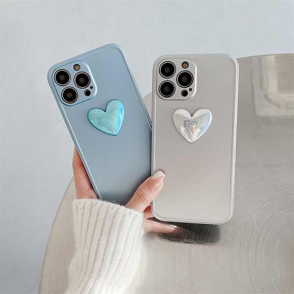 Electroplated Matte Love Heart Soft iPhone Case