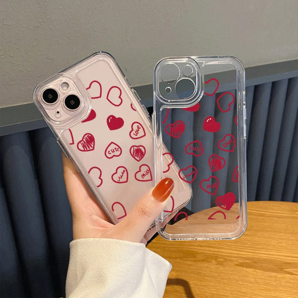 Cute Love Heart Clear Soft iPhone Case