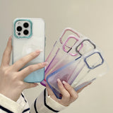 Gradient Color Metal Camera Clear Soft iPhone Case