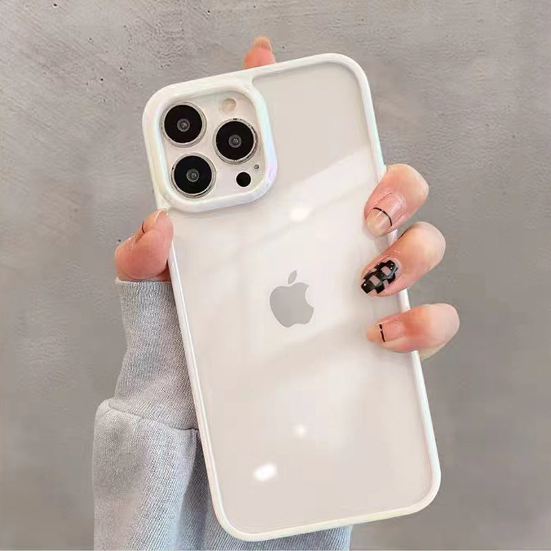 Cute Gradient Laser Frame Clear Soft iPhone Case