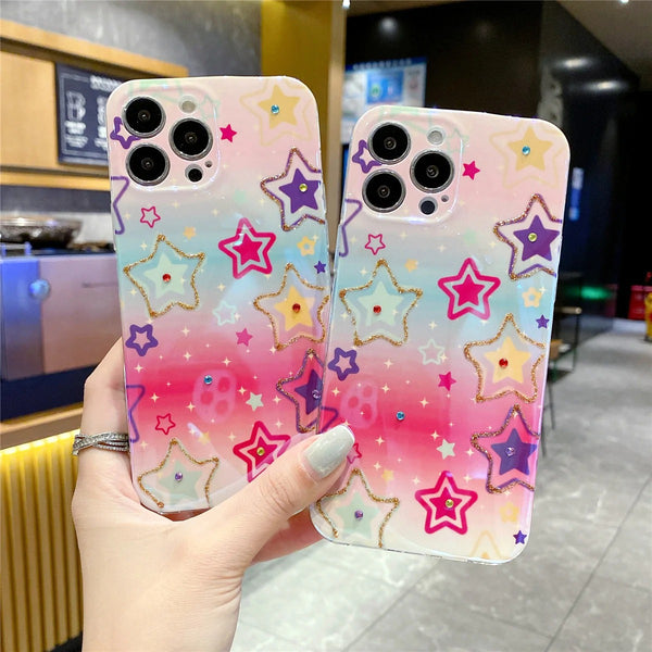 Glitter Bling Sparkling Colorful Star Soft iPhone Case