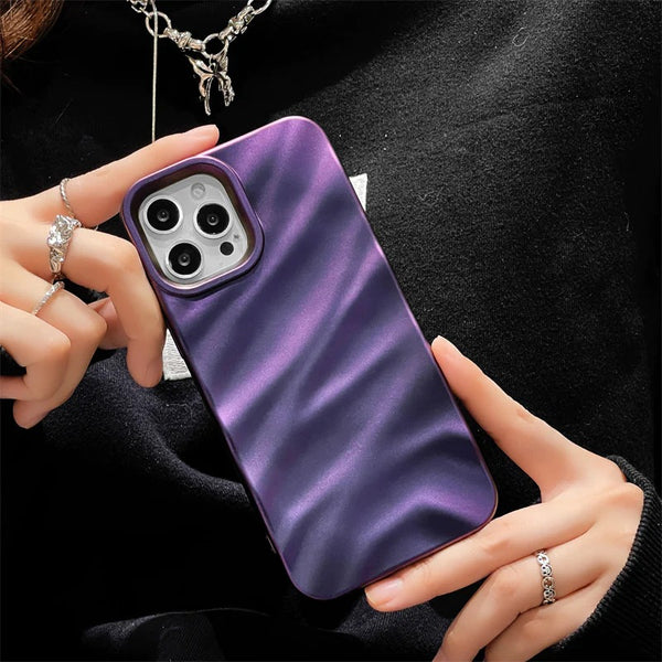 Solid Color Wrinkle Pattern Soft iPhone Case
