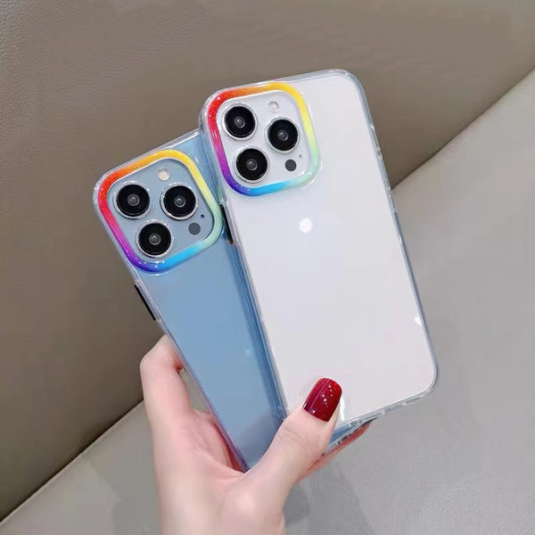Cute Frame Gradient Clear Silicone Soft iPhone Case