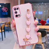 Cute Plating Love Heart Wrist Chain Samsung Case