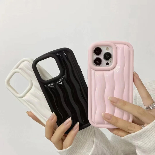 Solid Color Striped Lens Camera Cover Protection Soft iPhone Case