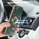 Plating Silicone With Ring Holder Stand Samsung Case