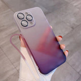 Gradient Matte Lanyard Wrist Strap Soft iPhone Case