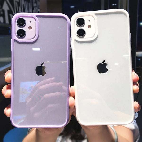 Acrylic Candy Color Border Shockproof Clear Soft iPhone Case