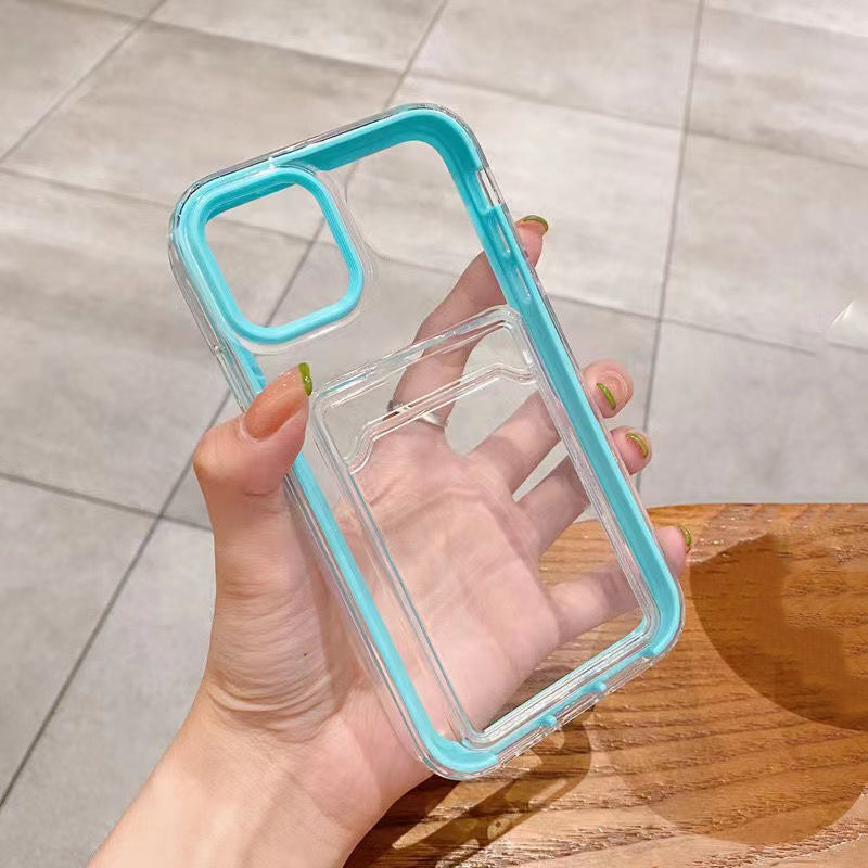 Candy Color Card Holder Shockproof Clear Soft iPhone Case