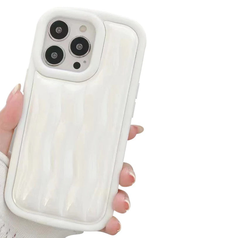 Solid Color Striped Lens Camera Cover Protection Soft iPhone Case