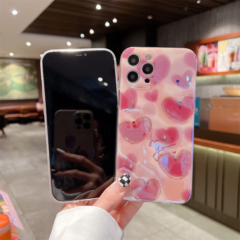 Blue-ray Love Heart Diamend Shockproof Soft iPhone Case