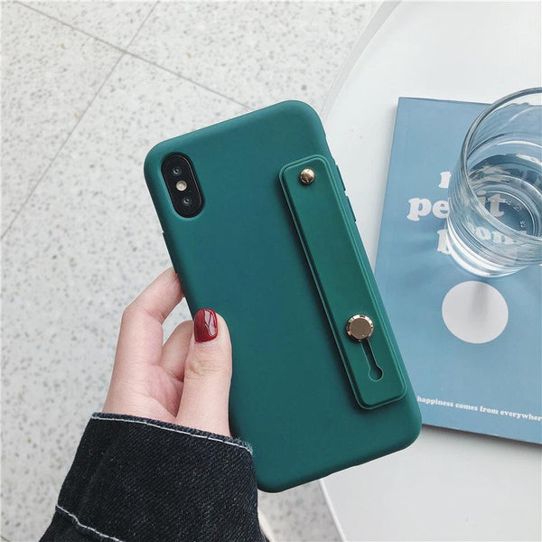 Candy Color Wrist Strap Holder Soft iPhone Case