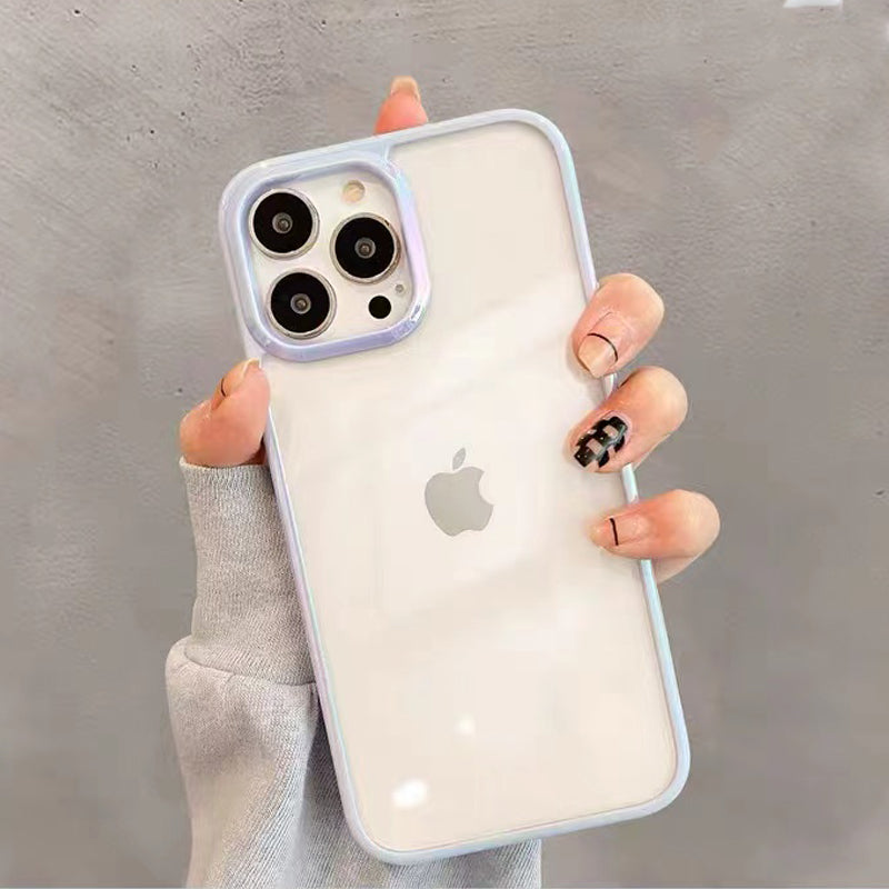 Cute Gradient Laser Frame Clear Soft iPhone Case