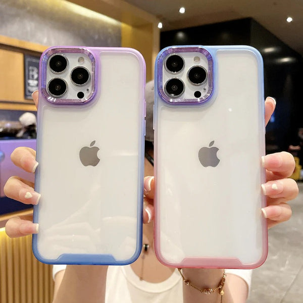 Gradient Frame Edge Metal Camera Clear Soft iPhone Case