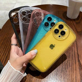 Candy Color Round Camera Clear Soft iPhone Case