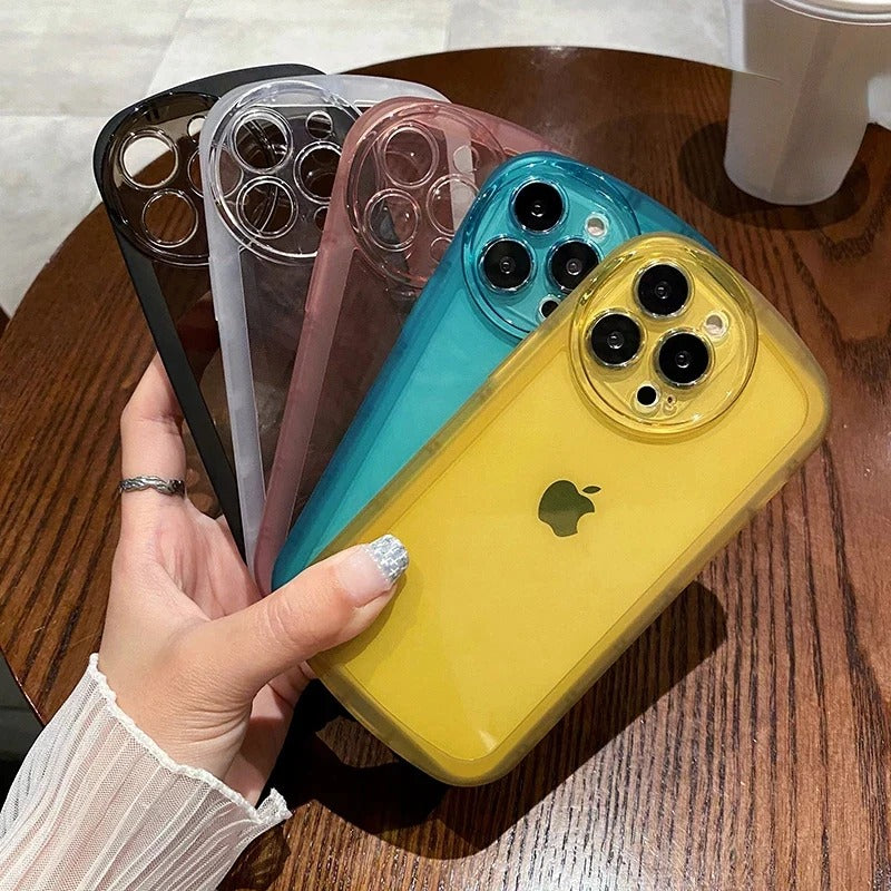 Candy Color Round Camera Clear Soft iPhone Case