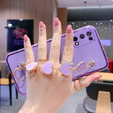 Cute Plating Love Heart Wrist Chain Samsung Case