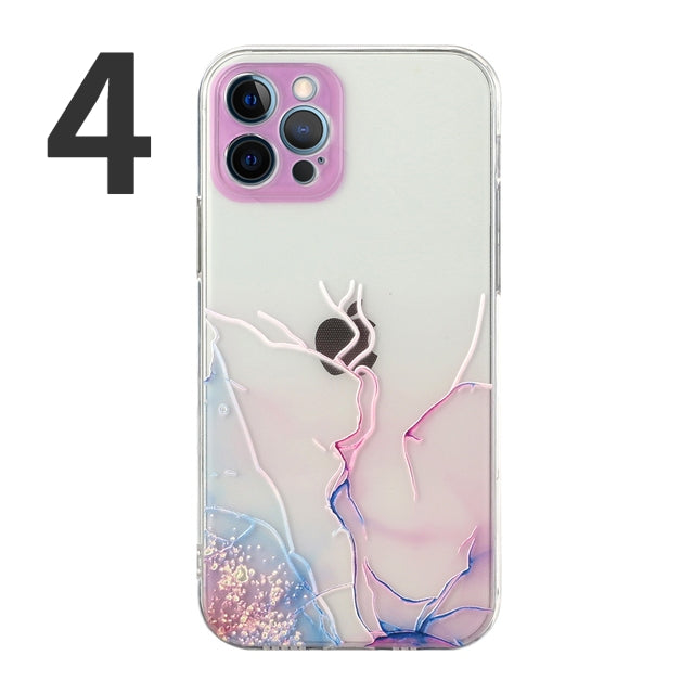 Fashion Marble Camera Lens Protection Shockproof Clear Soft iPhone Case