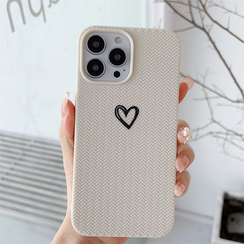 Weave Pattern Love Heart Soft iPhone Case