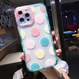 Cute Colorful Polka Dot Camera Lens Protection Clear Soft iPhone Case