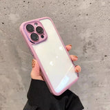 Solid Color Frame Metal Camera Lens Protection Soft iPhone Case