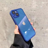 Solid Color Frame Metal Camera Lens Protection Soft iPhone Case