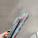 Cute Cartoon Animal Graffiti Label Bracelet Strap Clear iPhone Case
