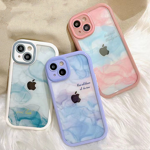 Watercolor Painting Camera Len Protector Silicone Shockproof Soft iPhone Case