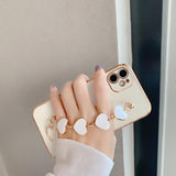Electroplated Love Heart Wrist Strap Soft Phone Case Back Cover for iPhone