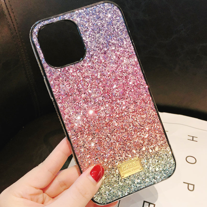 Glitter Crystal Gradient Colorful Soft Phone Case Back Cover for iPhone