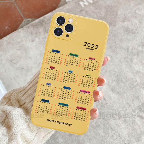Candy Color Calendar 2022 Soft Phone Case Back Cover for iPhone