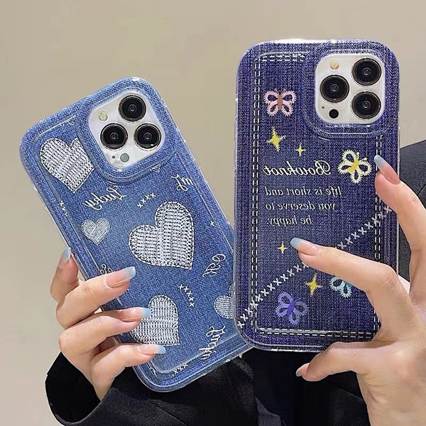 Cute Loveheart Butterfly Blue Silicone Shockproof Soft iPhone Case