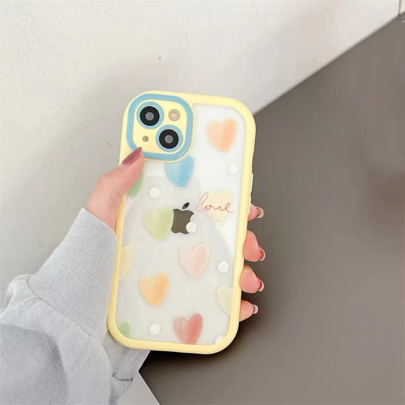 Cute Loveheart Camera Len Protector Silicone Shockproof Soft iPhone Case