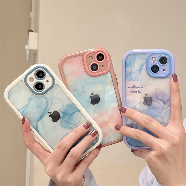 Watercolor Painting Camera Len Protector Silicone Shockproof Soft iPhone Case