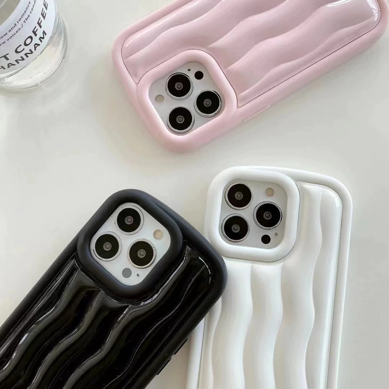 Solid Color Striped Lens Camera Cover Protection Soft iPhone Case