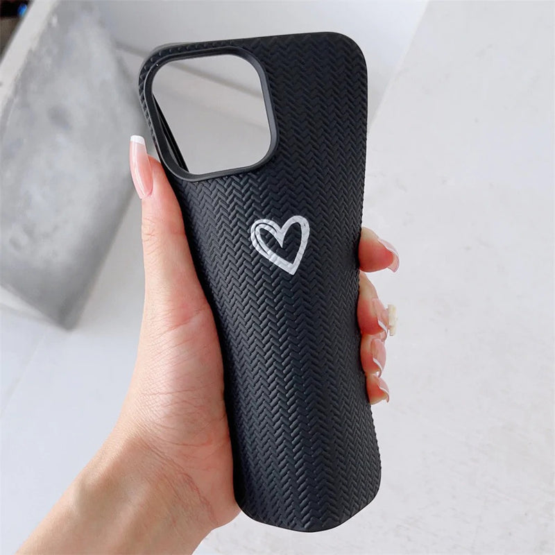 Weave Pattern Love Heart Soft iPhone Case