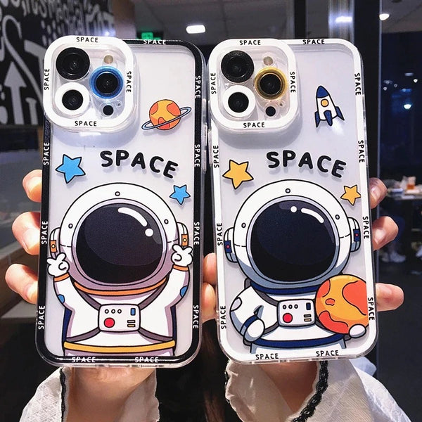 Cute Cartoon Astronaut Clear Soft iPhone Case