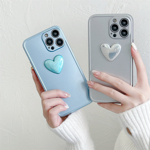 Electroplated Matte Love Heart Soft iPhone Case